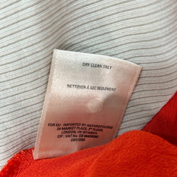 Anthropologie Maeve Cameron Dress medium orange red colorblock Rib  Asymmetrical - Picture 6 of 13